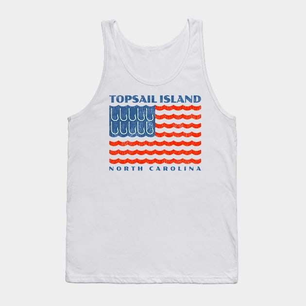 Topsail Island, NC Patriotic Fishing Flag Tank Top by Contentarama